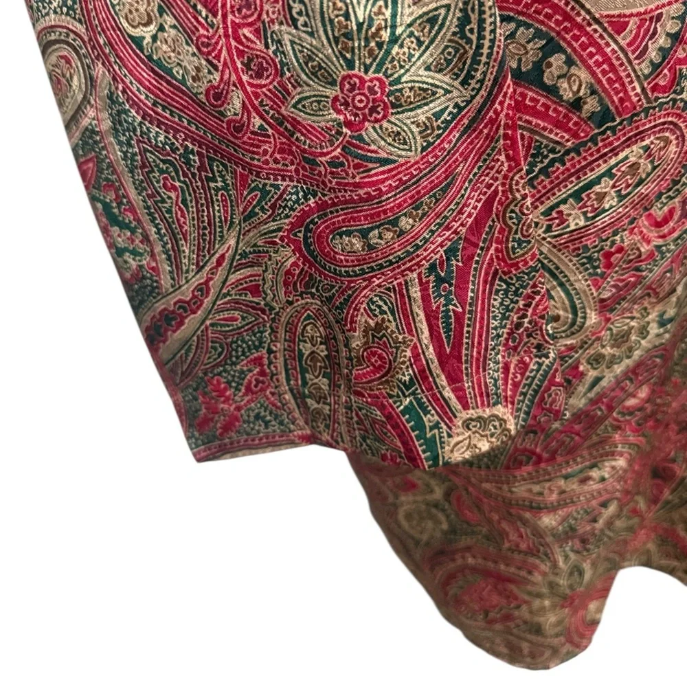Victoria's Secret Red Green Paisley Gown Sleepwear Shirt Sz M